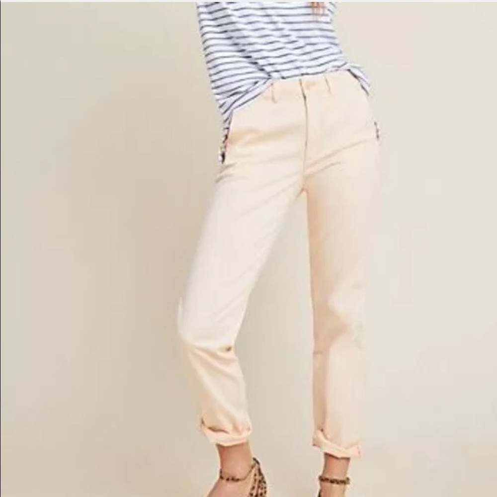 Anthropologie | Chino Relaxed Skinny Jeans Womens Size 25 Peach Pink Low Rise